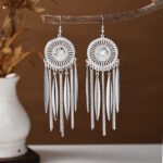 Ethnic style earrings, Bohemian alloy earrings, handmade complex alloy filigree craftsmanship, magnificent pendant earrings