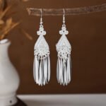 Ethnic style earrings, Bohemian alloy earrings, handmade complex alloy filigree craftsmanship, magnificent pendant earrings