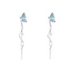Women's stud earrings, light luxury, niche design, high - end feeling. Super - fairy long butterfly tassel earrings and ear ornaments.