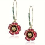 New European and American classic five-color flower diamond-encrusted ethnic-style earrings. Trendy street-style fashionable and personalized earrings.