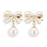 Silver Needle Oil-Dripping Minority Design Sense Gentle Temperament Stud Earrings Internet Celebrity Versatile Pearl Drop Earrings Cross-Border Wholesale