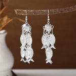 Ethnic style earrings, Bohemian alloy earrings, handmade complex alloy filigree craftsmanship, magnificent pendant earrings