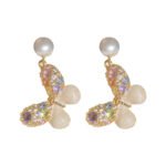 Women's Colorful Rhinestone Butterfly Pearl Stud Earrings, Luxury and High - end, Elegant and Grand, 2025 New - style and Niche Earrings