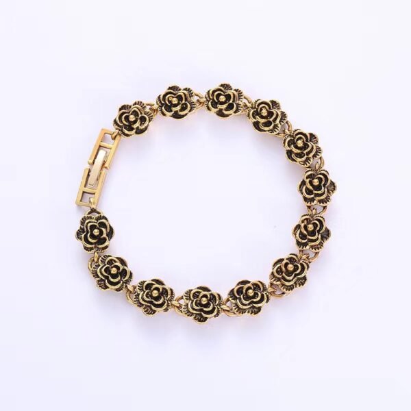 Vintage black rose bracelet, European and American Cuban accessories, personalized hip-hop street punk style trendy accessories