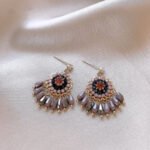 New popular purple synthetic crystal tassel stud earrings in the 2025 style, featuring a unique ethnic and vintage design with a niche aesthetic.