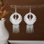 Ethnic style earrings, Bohemian alloy earrings, handmade complex alloy filigree craftsmanship, magnificent pendant earrings