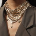 Popular fashion necklaces, trendy collarbone chains, pentagram vintage triangular scarf necklaces