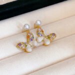 Women's Colorful Rhinestone Butterfly Pearl Stud Earrings, Luxury and High - end, Elegant and Grand, 2025 New - style and Niche Earrings