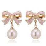 Silver Needle Oil-Dripping Minority Design Sense Gentle Temperament Stud Earrings Internet Celebrity Versatile Pearl Drop Earrings Cross-Border Wholesale