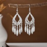Ethnic style earrings, Bohemian alloy earrings, handmade complex alloy filigree craftsmanship, magnificent pendant earrings