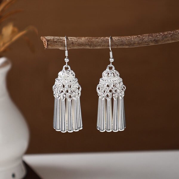 Ethnic style earrings, Bohemian alloy earrings, handmade complex alloy filigree craftsmanship, magnificent pendant earrings