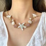 New summer casual Bohemian-style beach starfish, shell and coral bracelets and necklaces, collarbone necklaces