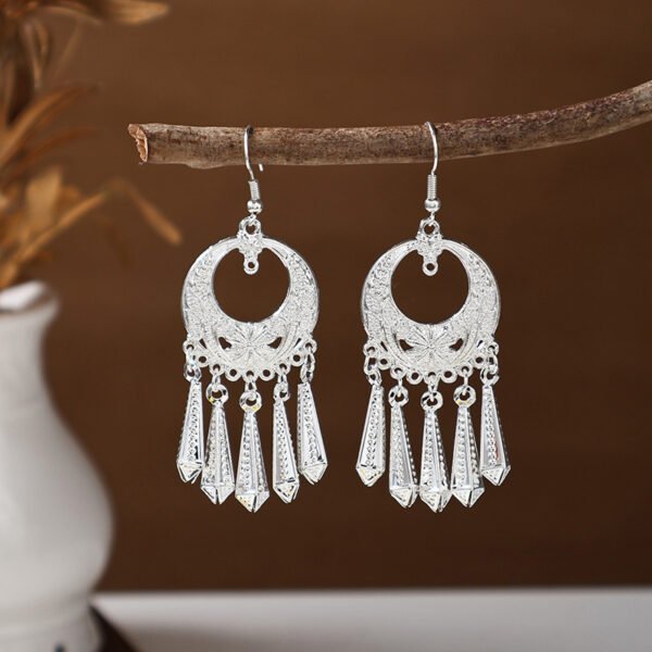 Ethnic style earrings, Bohemian alloy earrings, handmade complex alloy filigree craftsmanship, magnificent pendant earrings