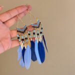 Multiple style links: Bohemian Droplet Feather Seed Bead Tassel Earrings with Minority Ethnic Style Ear Hook, Light Luxury Resort Style Earrings with Temperament.