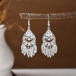 Bohemian Feather Tassel Earrings Ethnic Silver Wing Drops Tribal Moonlight Long Earrings