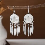 Ethnic style earrings, Bohemian alloy earrings, handmade complex alloy filigree craftsmanship, magnificent pendant earrings