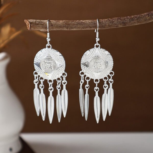 Ethnic style earrings, Bohemian alloy earrings, handmade complex alloy filigree craftsmanship, magnificent pendant earrings