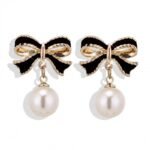 Silver Needle Oil-Dripping Minority Design Sense Gentle Temperament Stud Earrings Internet Celebrity Versatile Pearl Drop Earrings Cross-Border Wholesale