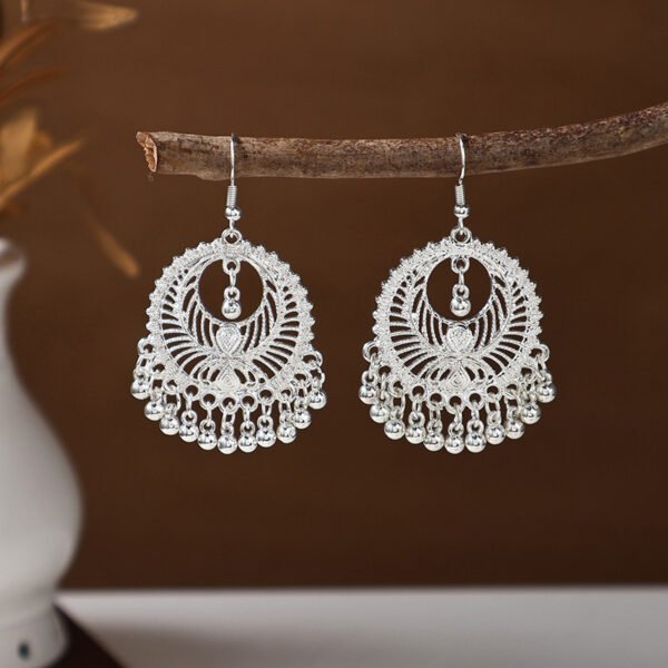 Ethnic style earrings, Bohemian alloy earrings, handmade complex alloy filigree craftsmanship, magnificent pendant earrings