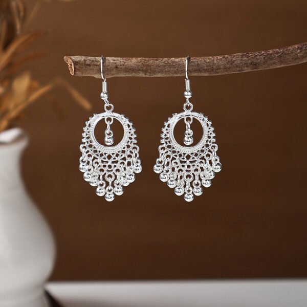 Bohemian Feather Tassel Earrings Ethnic Silver Wing Drops Tribal Moonlight Long Earrings