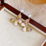 Women's Colorful Rhinestone Butterfly Pearl Stud Earrings, Luxury and High - end, Elegant and Grand, 2025 New - style and Niche Earrings