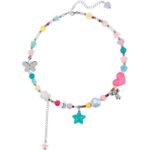Candy meteor ~ Colorful beaded star necklace for women, a niche and stylish internet-famous accessory, a sweet and cool choker for trendy girls.