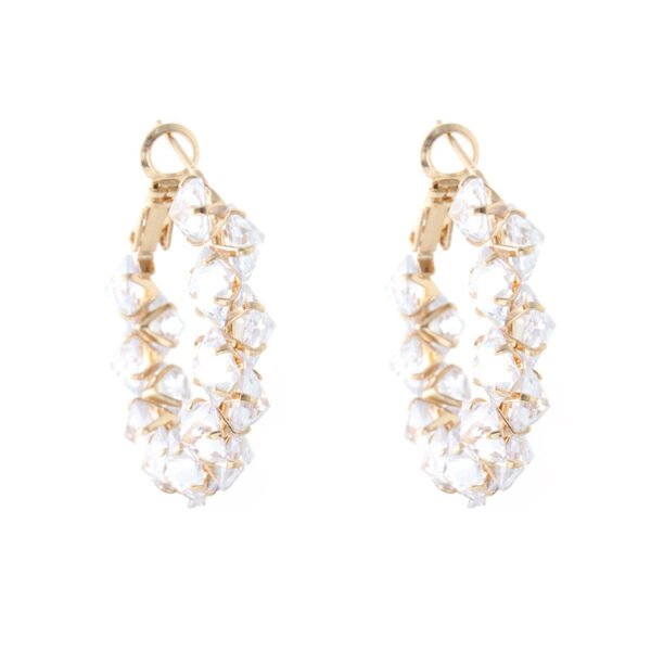Super sparkly crystal ear loops. These are luxurious, fashionable, versatile, and have a niche and high - end feel. They are Korean - style creative earrings.