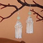 New Chinese style imitation Miao silver women's ethnic style personalized earrings, niche ancient - style, simple and versatile jewelry, tassel earrings, water - drop shape