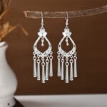 Ethnic style earrings, Bohemian alloy earrings, handmade complex alloy filigree craftsmanship, magnificent pendant earrings