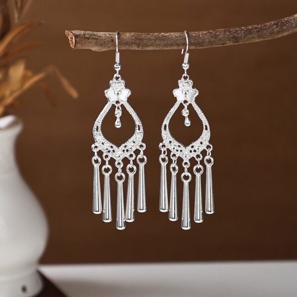 Ethnic style earrings, Bohemian alloy earrings, handmade complex alloy filigree craftsmanship, magnificent pendant earrings