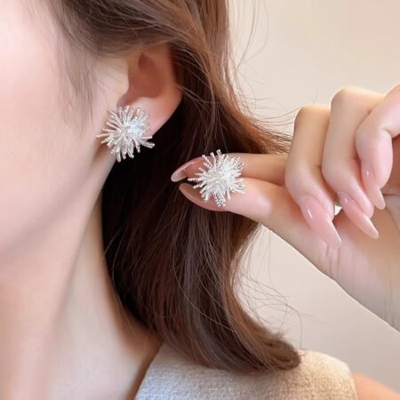 Exquisite dandelion firework stud earrings for women, with a sense of sophistication and uniqueness. New styles for 2025, featuring a niche design and a touch of luxury.