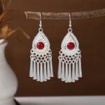 Ethnic style earrings, Bohemian alloy earrings, handmade complex alloy filigree craftsmanship, magnificent pendant earrings