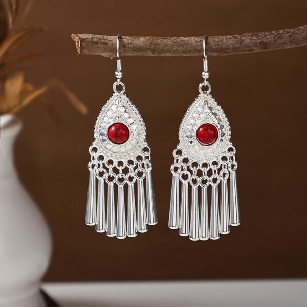 Ethnic style earrings, Bohemian alloy earrings, handmade complex alloy filigree craftsmanship, magnificent pendant earrings