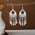 Ethnic style earrings, Bohemian alloy earrings, handmade complex alloy filigree craftsmanship, magnificent pendant earrings