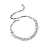 Women's simple and fashionable gold and silver personalized shiny diamond-encrusted rhombus beach anklets, versatile foot accessories