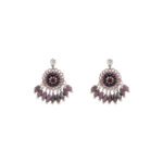New popular purple synthetic crystal tassel stud earrings in the 2025 style, featuring a unique ethnic and vintage design with a niche aesthetic.