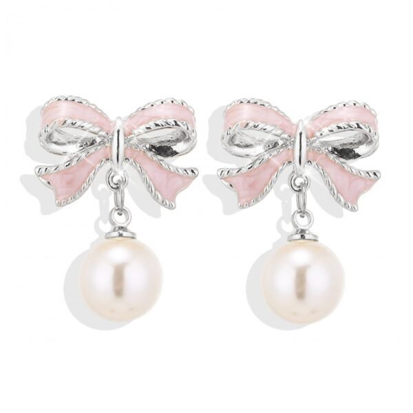 Silver Needle Oil-Dripping Minority Design Sense Gentle Temperament Stud Earrings Internet Celebrity Versatile Pearl Drop Earrings Cross-Border Wholesale