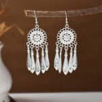 Ethnic style earrings, Bohemian alloy earrings, handmade complex alloy filigree craftsmanship, magnificent pendant earrings