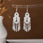 Bohemian Feather Tassel Earrings Ethnic Silver Wing Drops Tribal Moonlight Long Earrings
