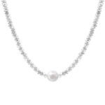 Women's 2025 New Fashionable Bling Silver Pearl Necklace with a Sense of Design, High-End Clavicle Chain, Light Luxury and Minority Neck Chain.