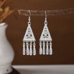 Ethnic style earrings, Bohemian alloy earrings, handmade complex alloy filigree craftsmanship, magnificent pendant earrings
