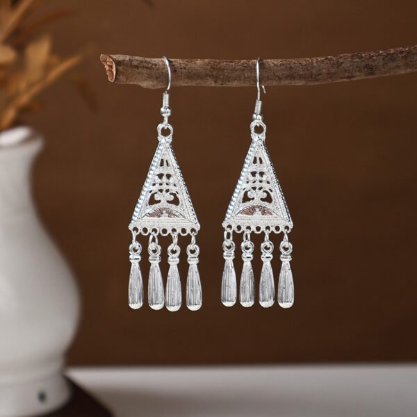 Ethnic style earrings, Bohemian alloy earrings, handmade complex alloy filigree craftsmanship, magnificent pendant earrings