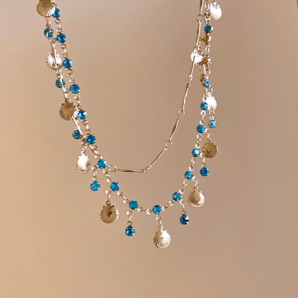 Women's blue zircon shell tassel bracelet, a niche design with a sense of luxury, high - end style, fashionable and versatile jewelry.