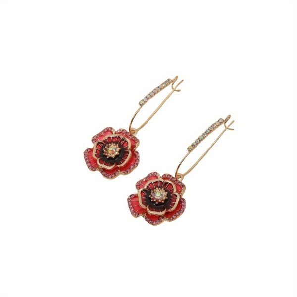 New European and American classic five-color flower diamond-encrusted ethnic-style earrings. Trendy street-style fashionable and personalized earrings.