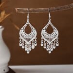 Bohemian Feather Tassel Earrings Ethnic Silver Wing Drops Tribal Moonlight Long Earrings