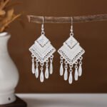 Bohemian Feather Tassel Earrings Ethnic Silver Wing Drops Tribal Moonlight Long Earrings