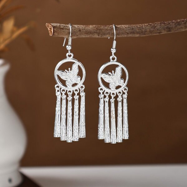 Ethnic style earrings, Bohemian alloy earrings, handmade complex alloy filigree craftsmanship, magnificent pendant earrings