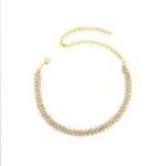 Women's simple and fashionable gold and silver personalized shiny diamond-encrusted rhombus beach anklets, versatile foot accessories