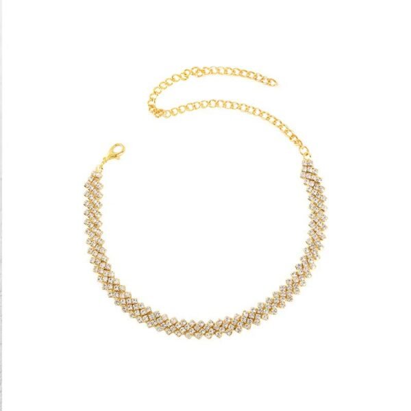 Women's simple and fashionable gold and silver personalized shiny diamond-encrusted rhombus beach anklets, versatile foot accessories