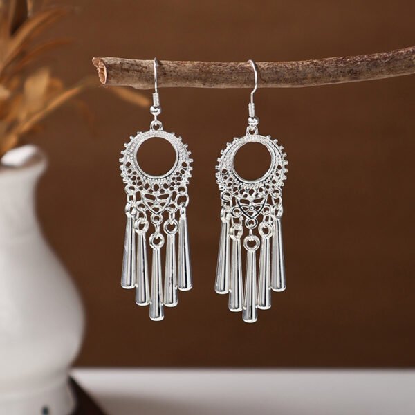 Ethnic style earrings, Bohemian alloy earrings, handmade complex alloy filigree craftsmanship, magnificent pendant earrings